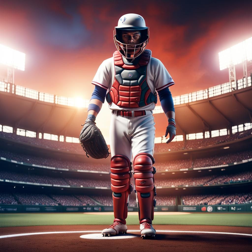 Futuristic Baseball Pitcher in Spacesuit, Digital Art
