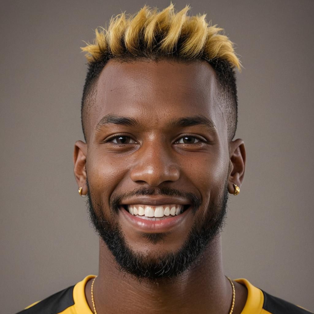 Detailed Portrait of Soccer Player with Yellow Mohawk