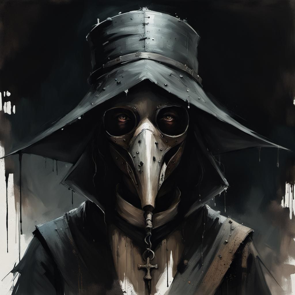 Plague Doctor Midwife Portrait in Grimdark Style