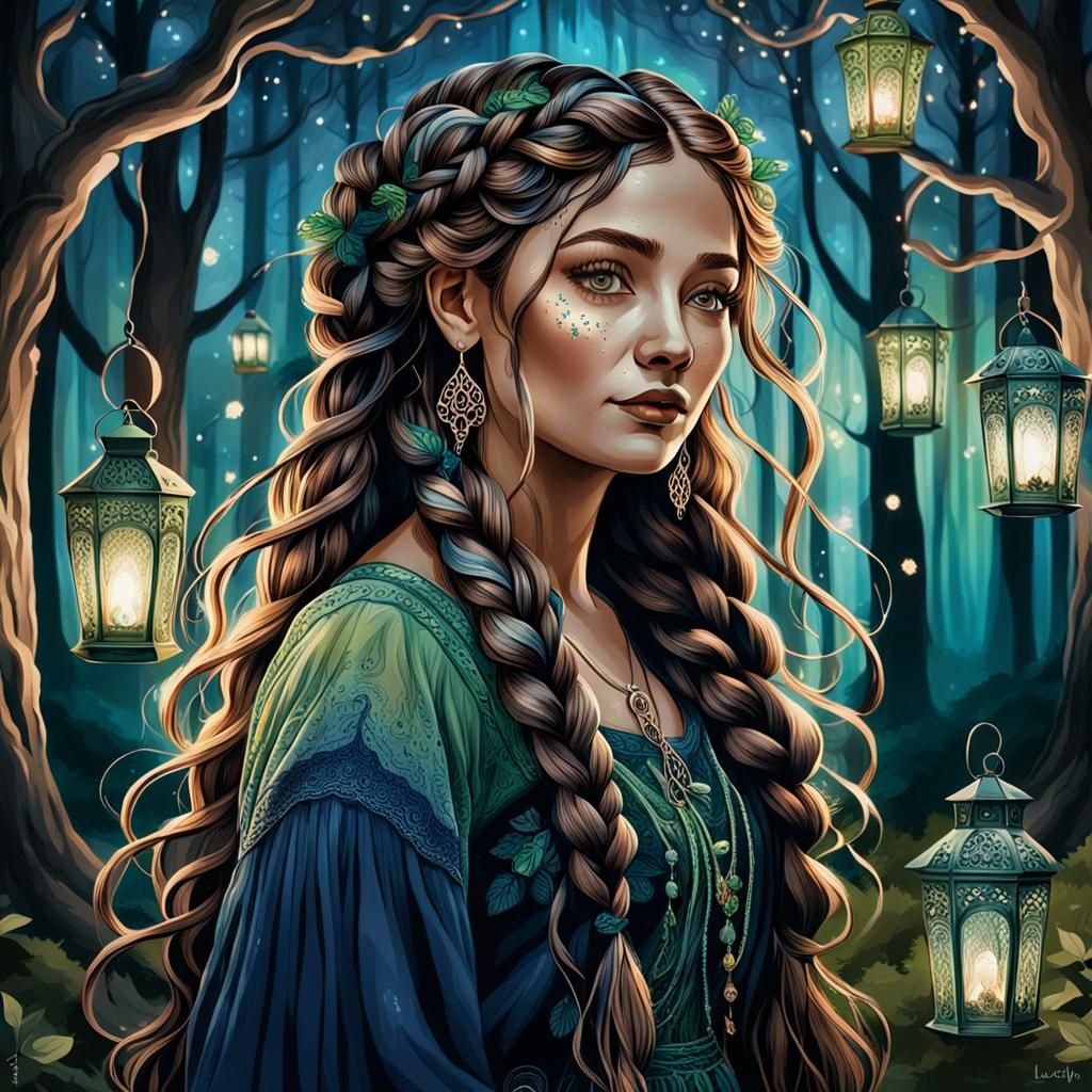 Whimsical Gypsy Portrait in Cottagecore Style