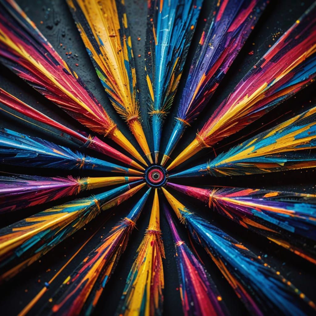 Abstract Darts with Swirling Colors