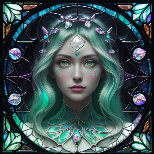 Surreal Face with Stained Glass Details