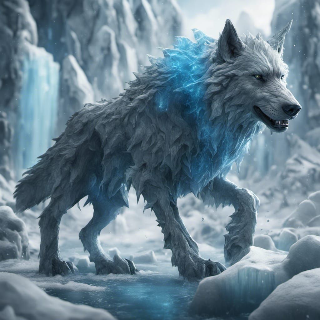 Detailed Ice Wolf Matte Painting in 8K