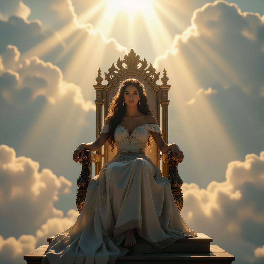 Divine Goddess on Throne Cinematic Masterpiece