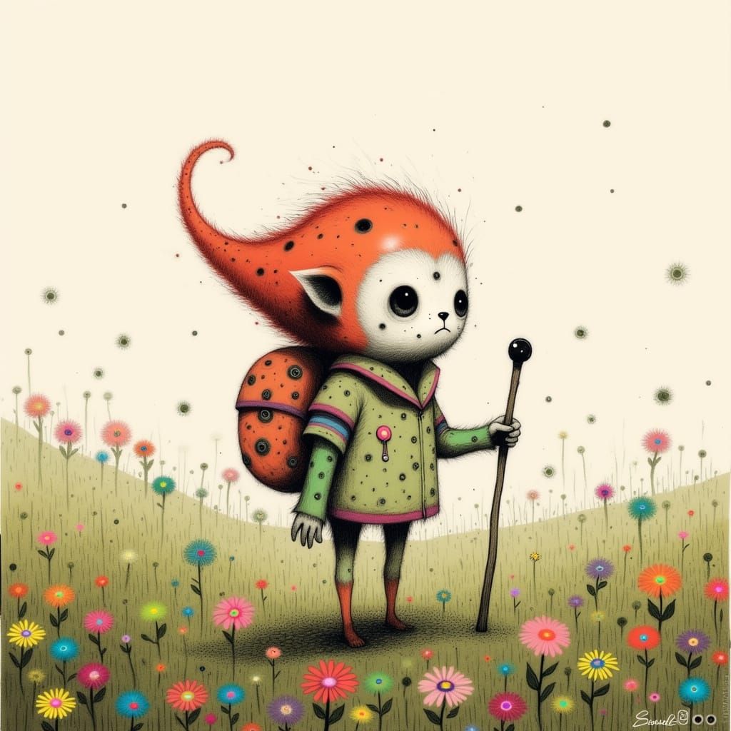 Whimsical Cheetah-Snail Hybrid Takes a Leisurely Stroll in a...