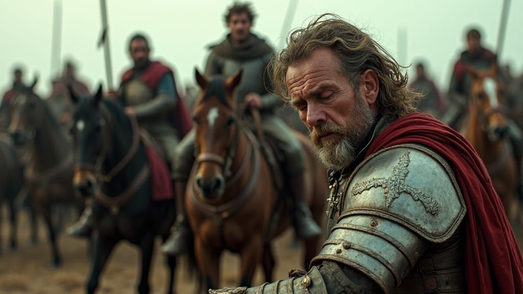 Weary Crusaders in Tattered Armor: A Cinematic Masterpiece