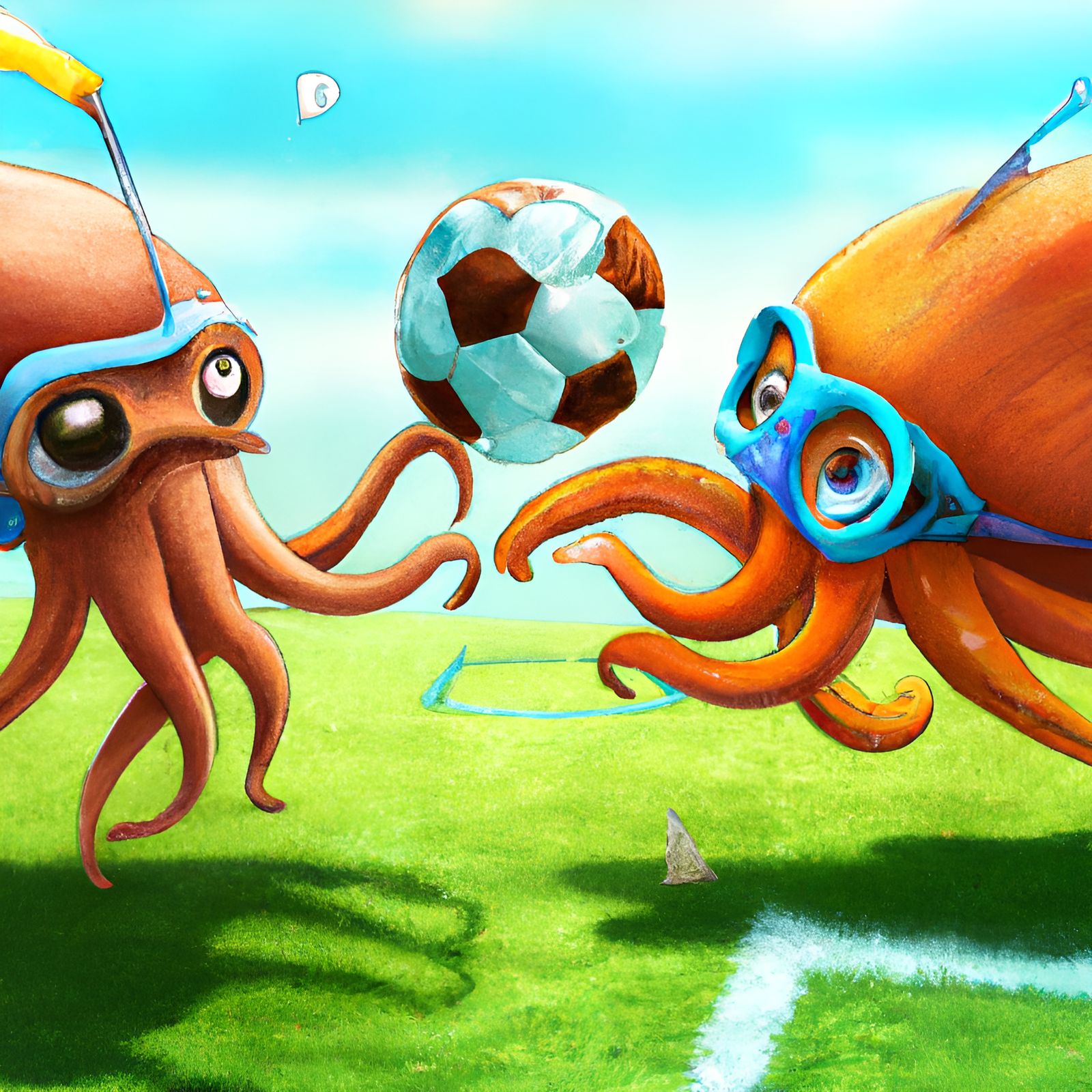 Squid Soccer Game on a Sunny Day