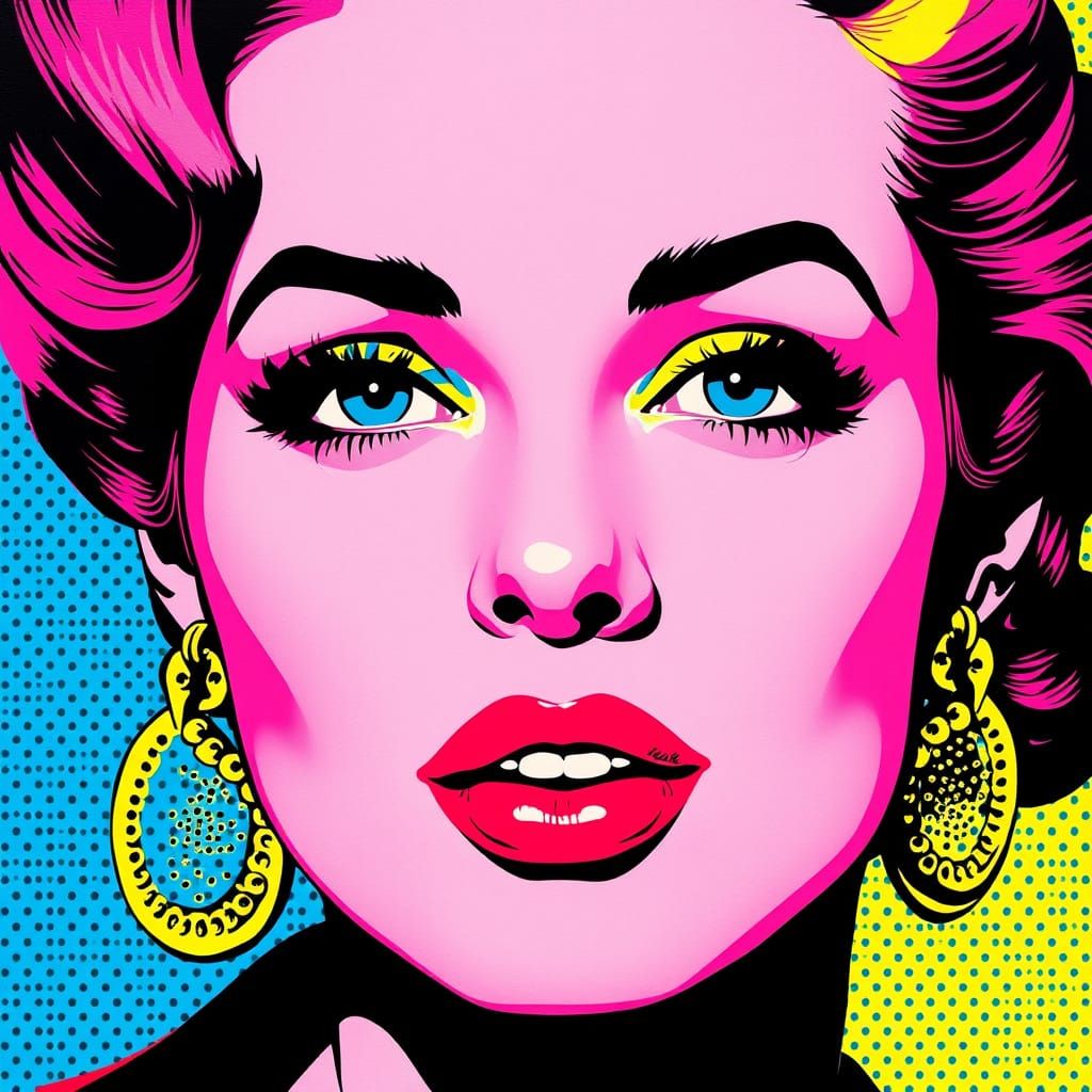 Vibrant Pop Art Woman's Face with Bold Colors