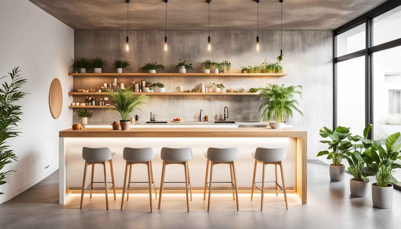 Modern Loft Bar Counter in Scandinavian Minimalist Style