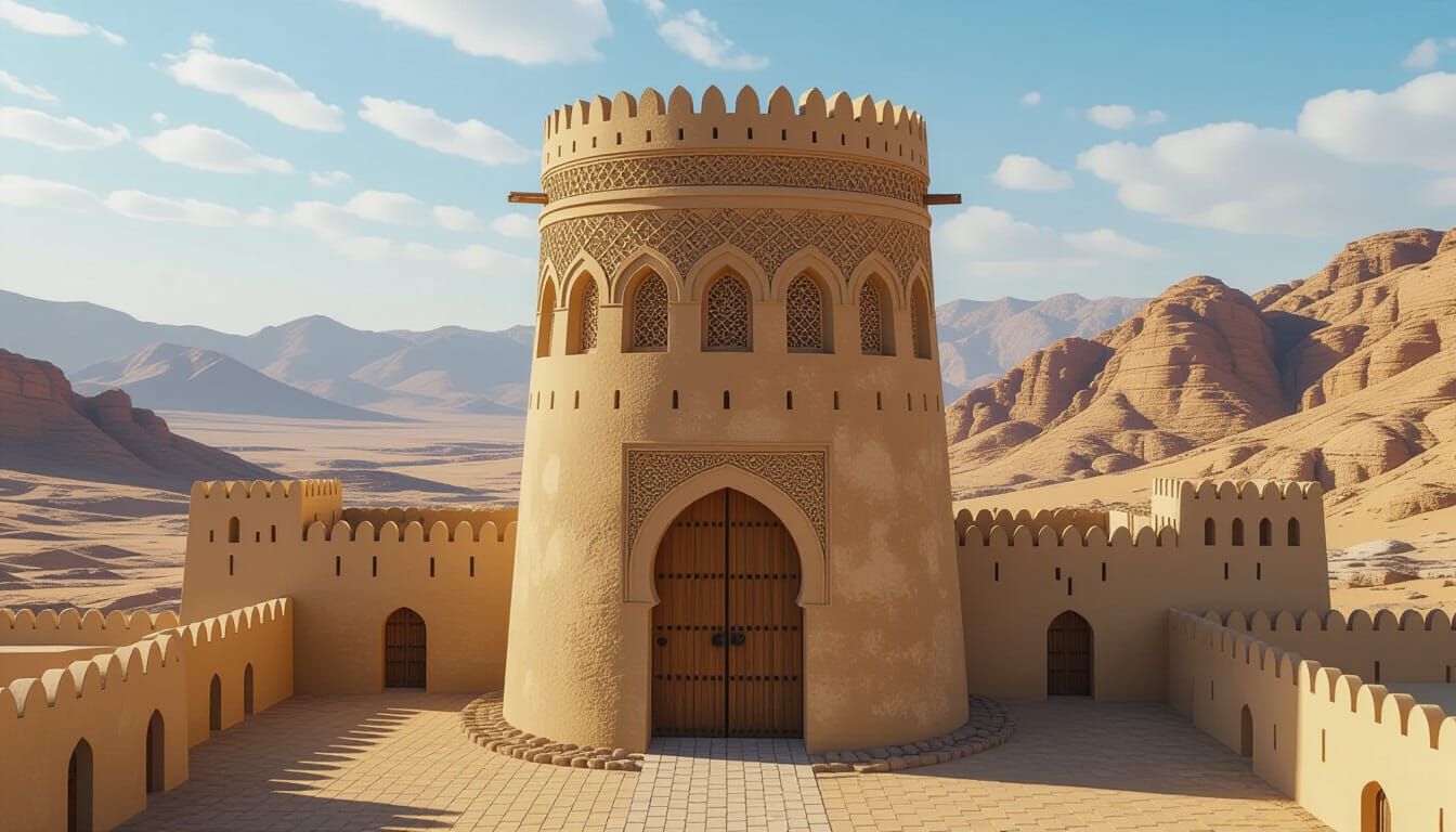 Omani Nizwa Fort in Hyperrealistic Photorealism