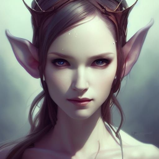 Albino Elf Portrait in Fantasy Art Style