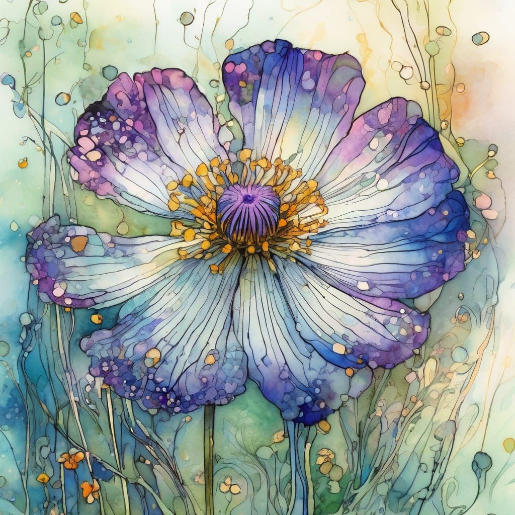 Ethereal Wildflower in Vibrant Digital Bloom