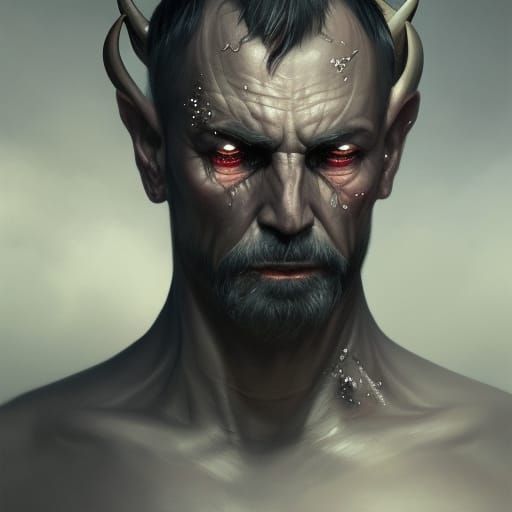 Demonic Grey-Skinned Mage Portrait in Unreal Engine 5
