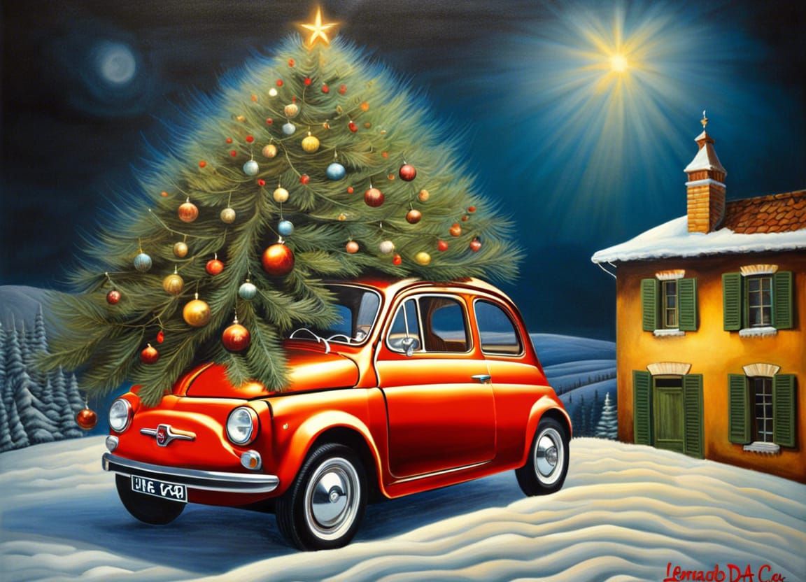 Fiat 500 with Christmas Tree, Renaissance Style