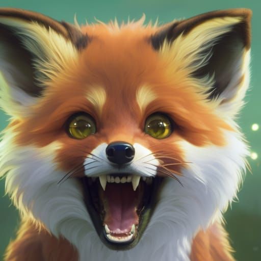 Adorable Chibi Fox Portrait in Hyperreal Anime Style