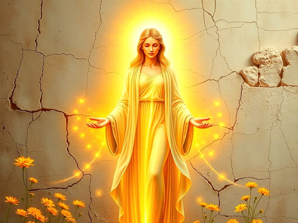 Celestial Healer: Fresco Painting of Divine Compassion