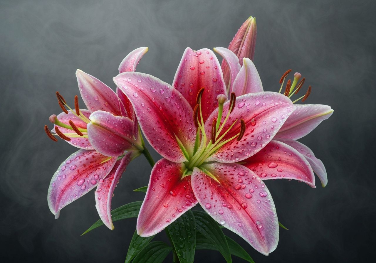 Dew-Kissed Lilies in Dreamy Digital Art Style