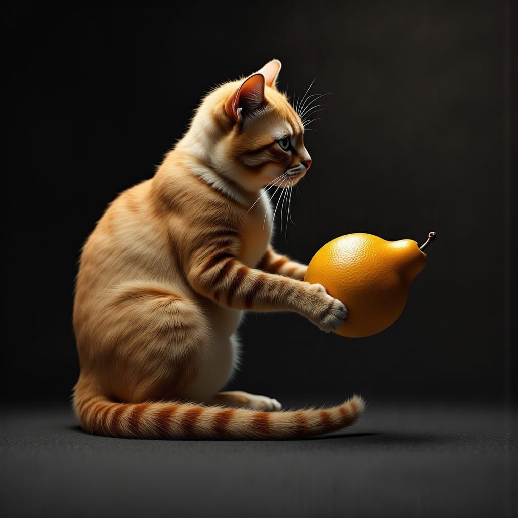 Pear-Shaped Cat in Hyperrealistic Detail