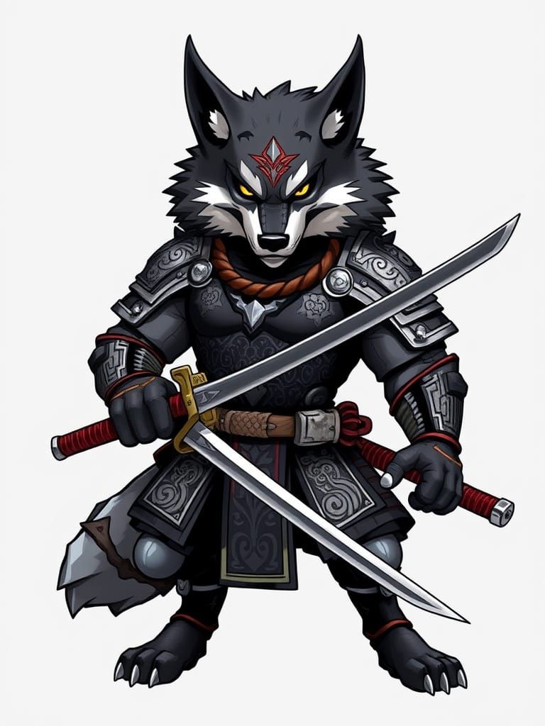 Cyberpunk Wolf Warrior in Battle Armor