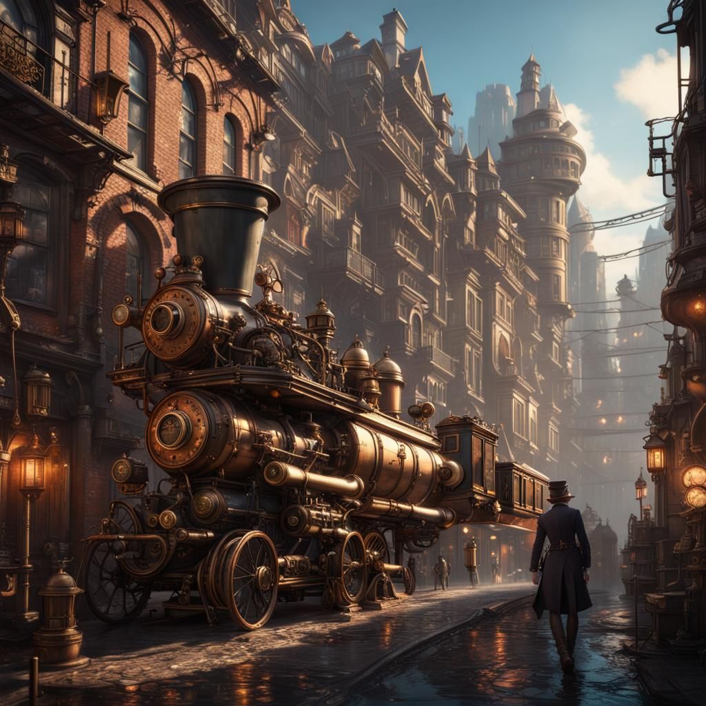 Detailed Steampunk City in Digital Matte Painting