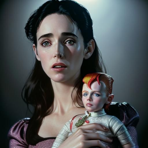 Jennifer Connelly Holding David Bowie Doll