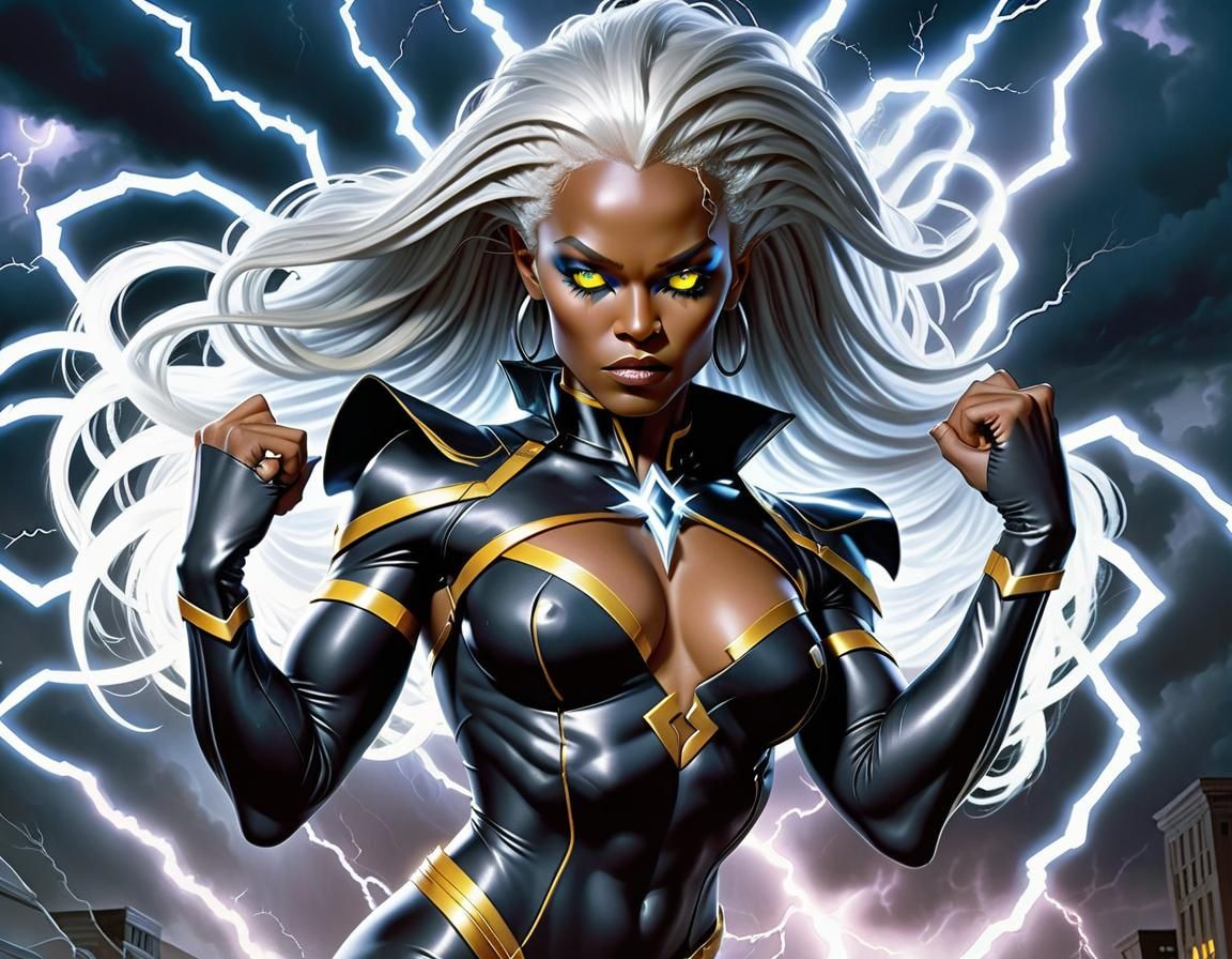 Dynamic Rococo-Nouveau Portrait of Storm Flying