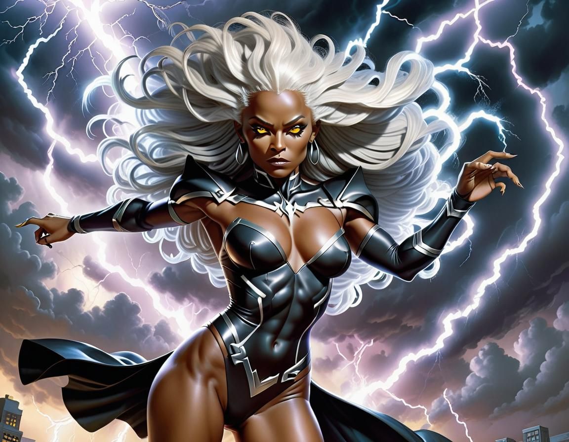 Storm Flying in Thunderstorm: Rococo-Nouveau Portrait