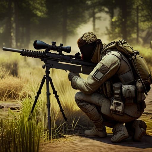 Sniper in Ghillie Suit: 3D Game Cinematic