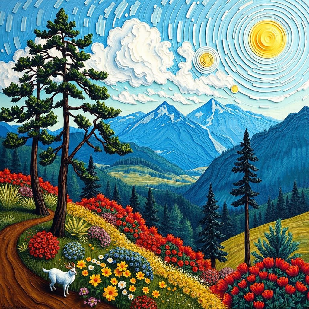 Impressionist Landscape with Vibrant Brushstrokes