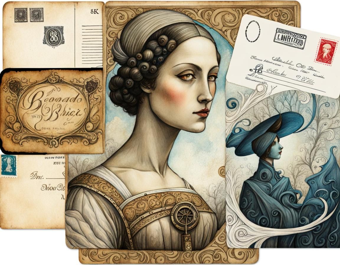 Art Brut Postcard Evokes Renaissance Masters