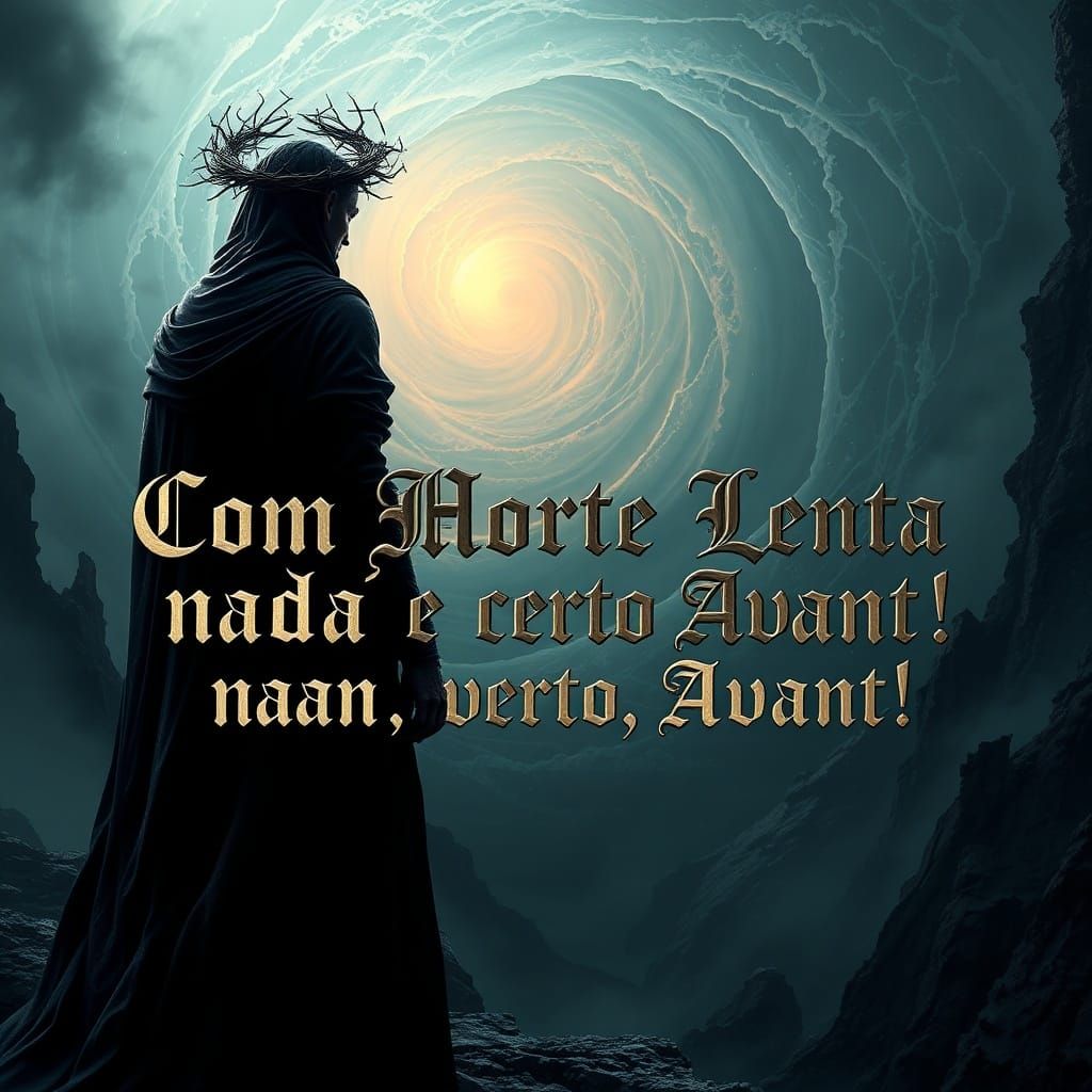 Majestic Figure Before Abyss in Dark Fantasy Style