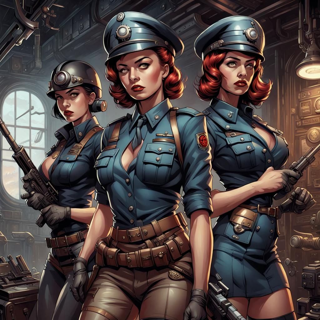 Dieselpunk Girls in a Forbidden World: Comic Book Art