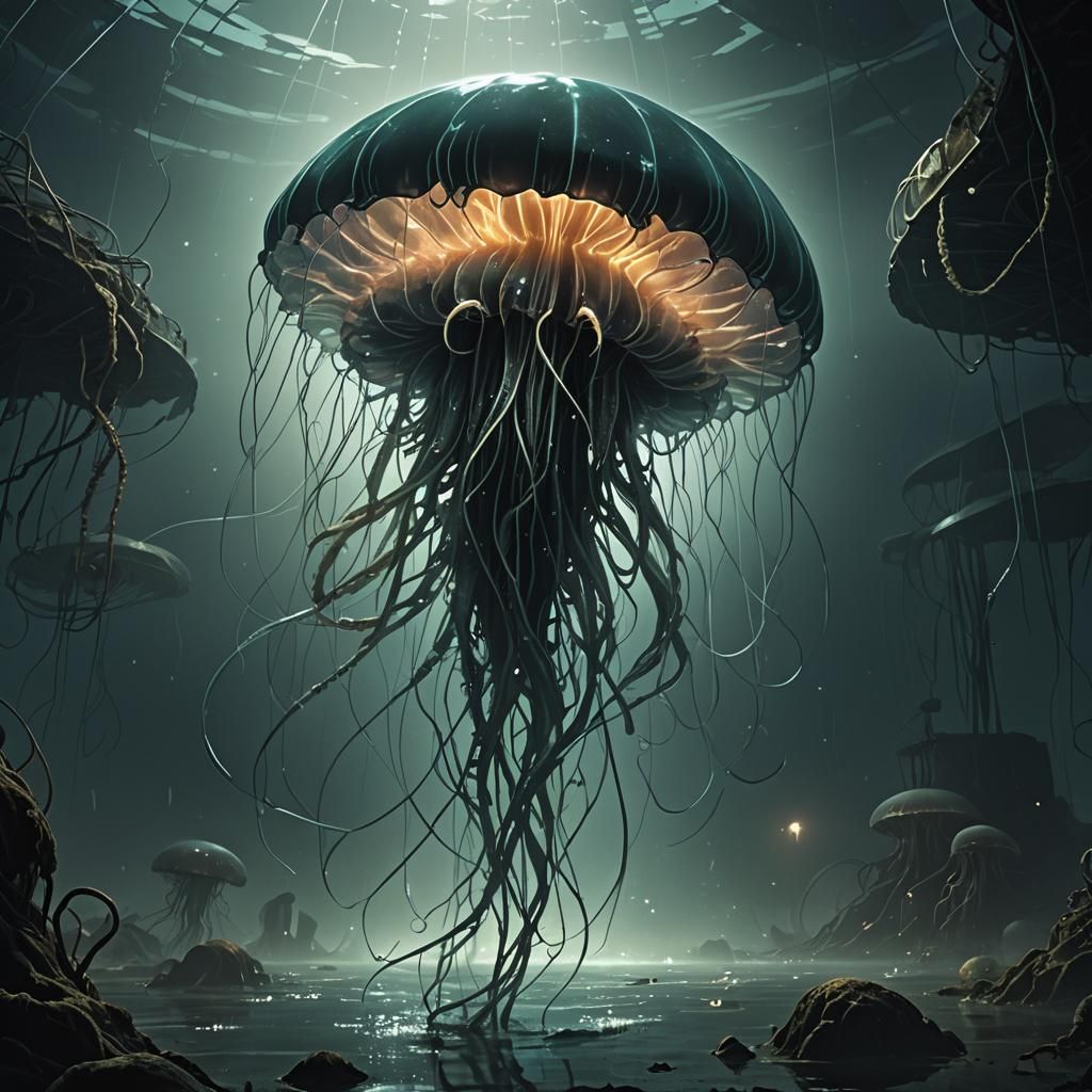 Terrifying Jellyfish Alien Emerges from Underwater Chamber