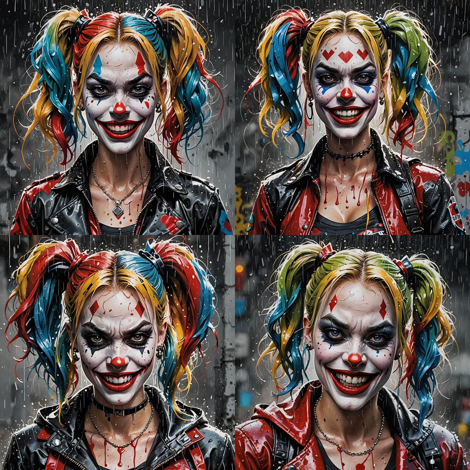 Harley Quinn Graffiti Art in the Rain
