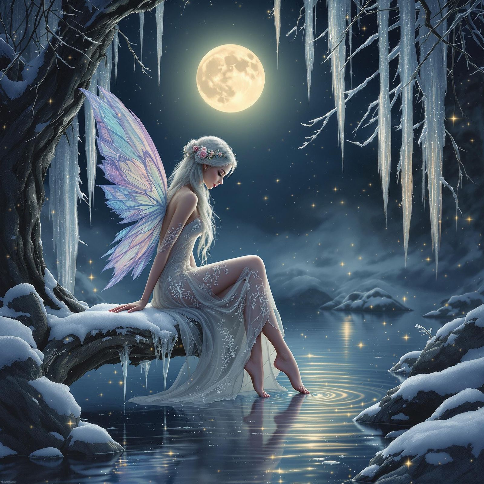 Winter Fairy in Serene Snowy Wonderland