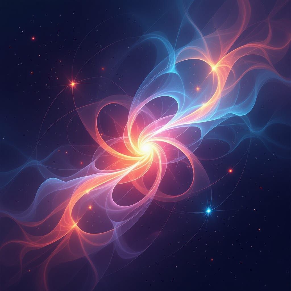 Abstract Cosmic Strands and Ethereal Scars Digital Painting