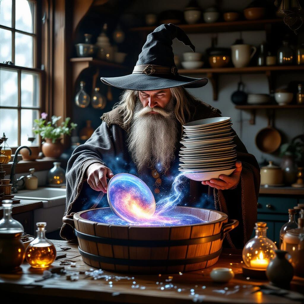 Wizard Washes Dishes in Cosmic Nebula