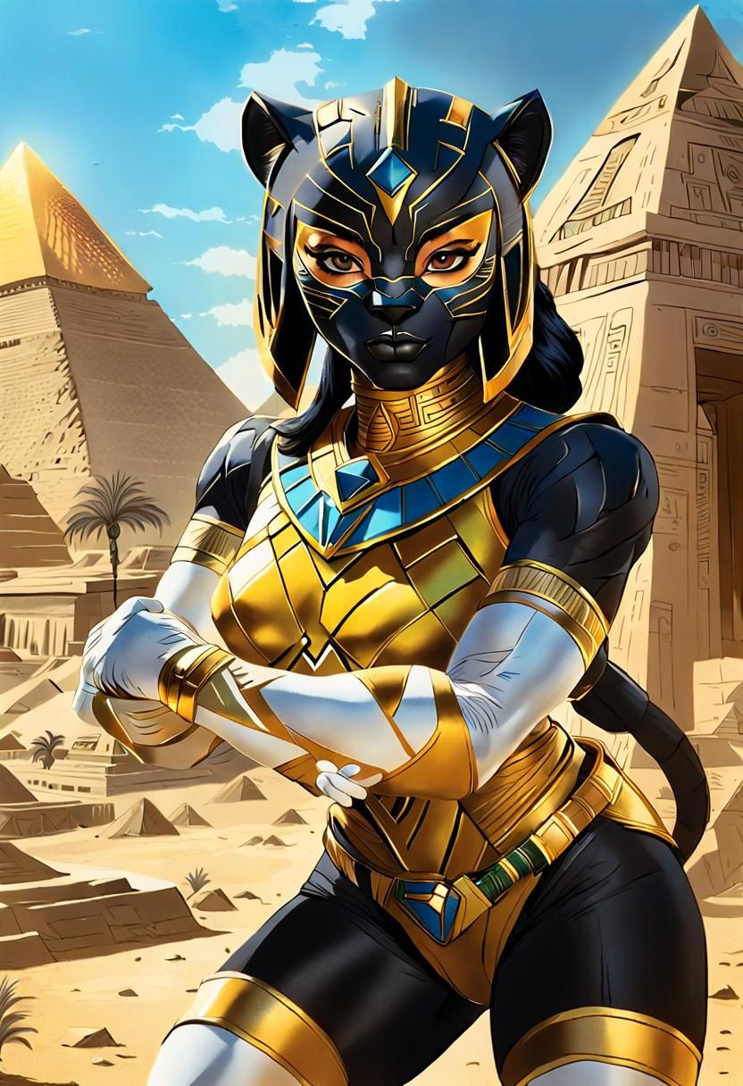 Colossal Panther Power Ranger in Egyptian City