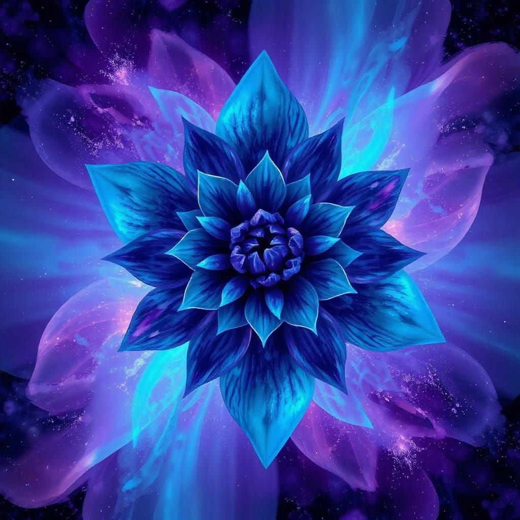 Abstract Floral Art in Turquoise and Purple