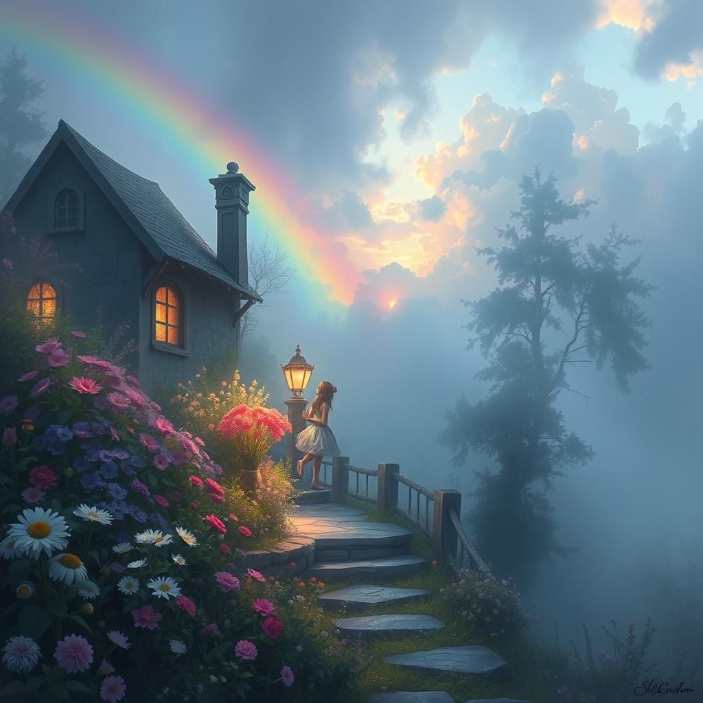 Ethereal Rainbow Land: A Hyperdetailed Fantasy Scene