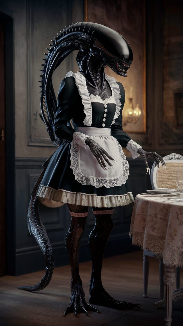 Xenomorph French Maid in Vintage Apartment