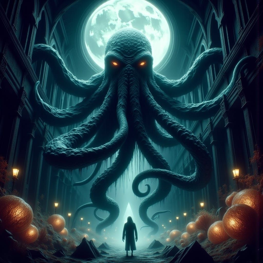 Grotesque Cthulhu in Sunken City: A Biomechanical Horror