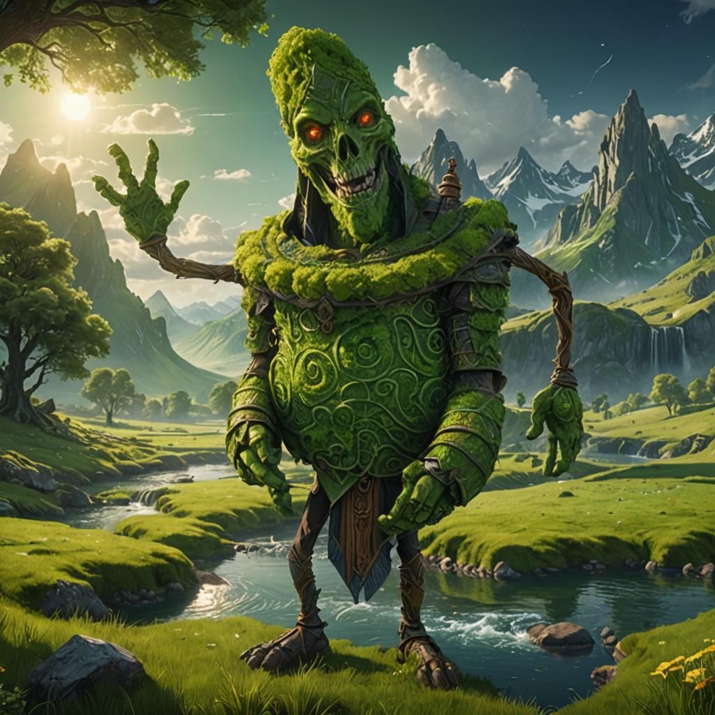 The Unjolly Green Giant in Vibrant Fantasy Style