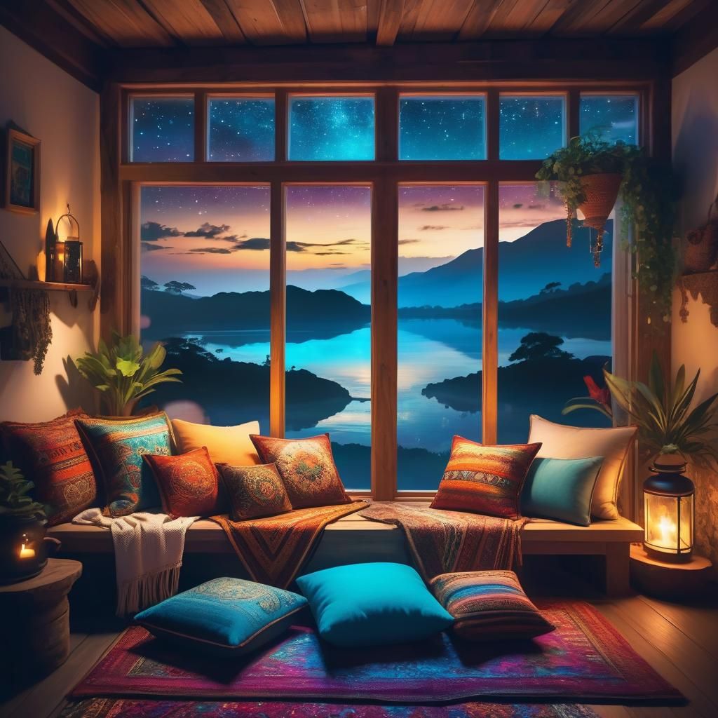 Bohemian Cottage with Fantasy Landscape View
