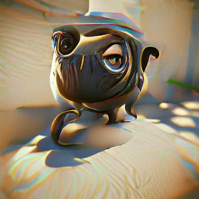 3D Rendered Pug with Shading