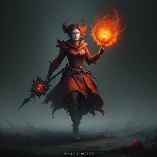 Ember Enchantress Rose in a Detailed Matte Painting