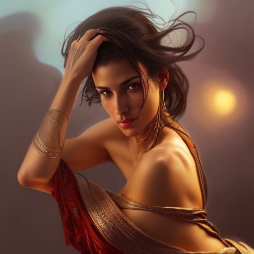 Gorgeous Greek Woman Portrait in Hyperdetailed Digital Art