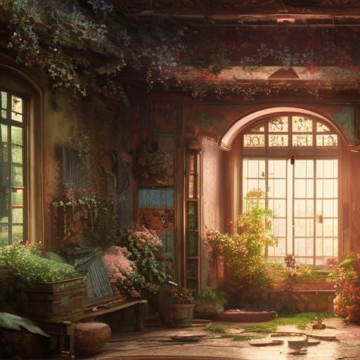 Rose-Covered Cottage in Hyperdetailed Digital Art