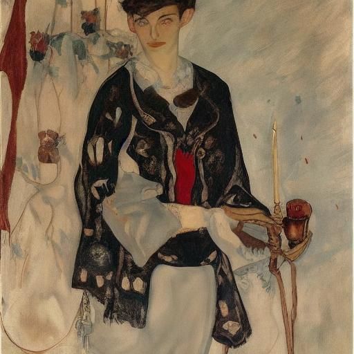 Romantic Vampire Portrait in Art Nouveau Style