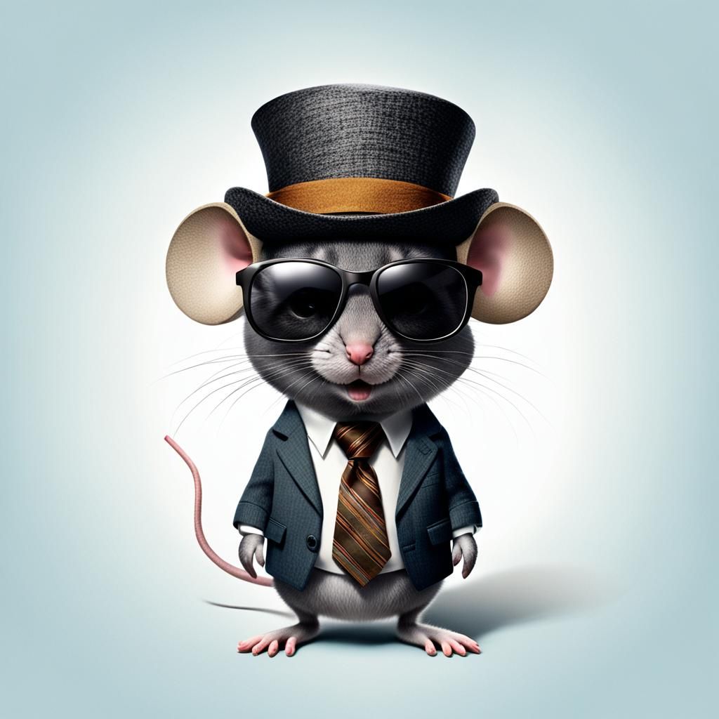 Mouse with Sunglasses, Hat, and Human Legs